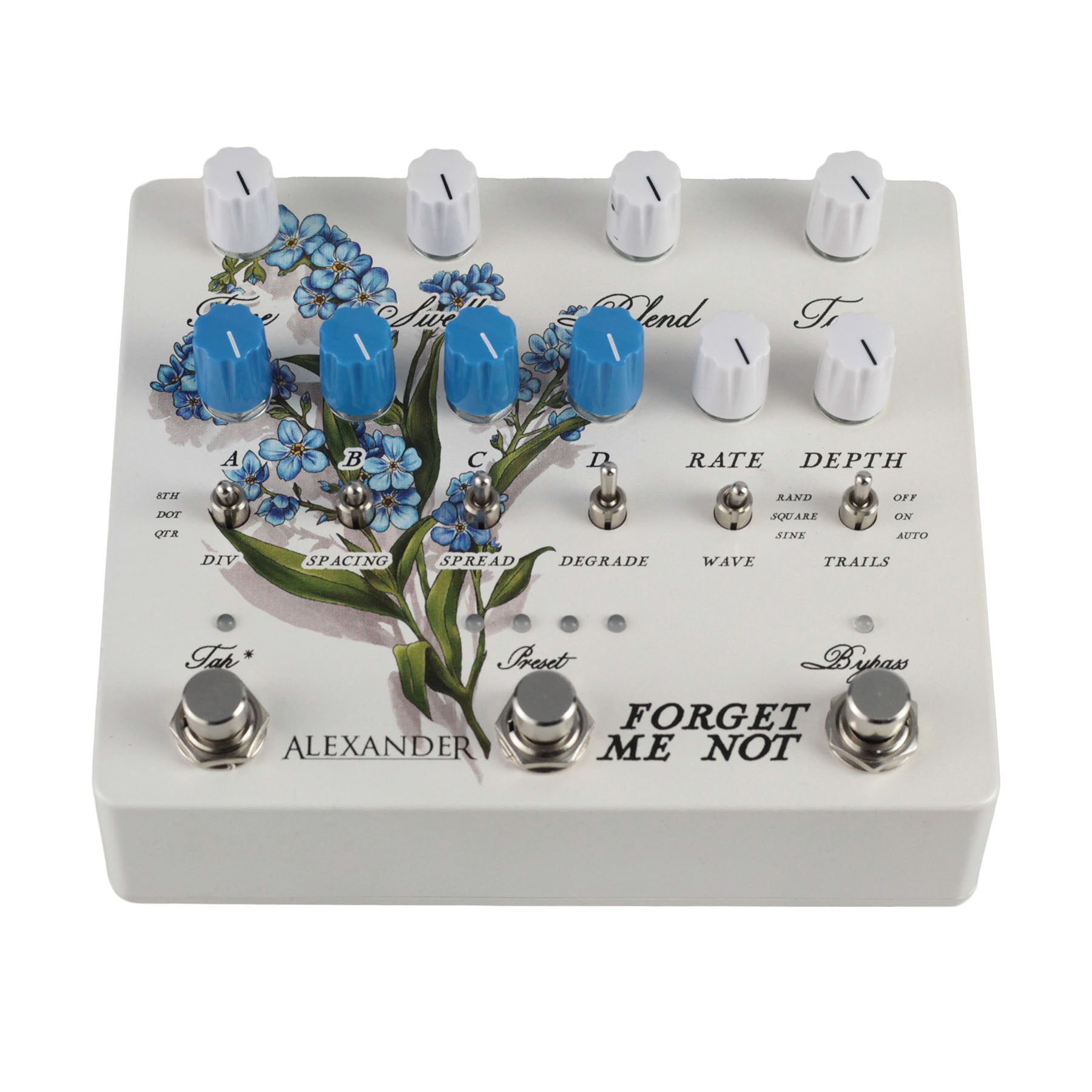 delay reverb combo pedal Alexander Pedals Forget Me Not Stereo Multi-Tap Delay FX Pedal